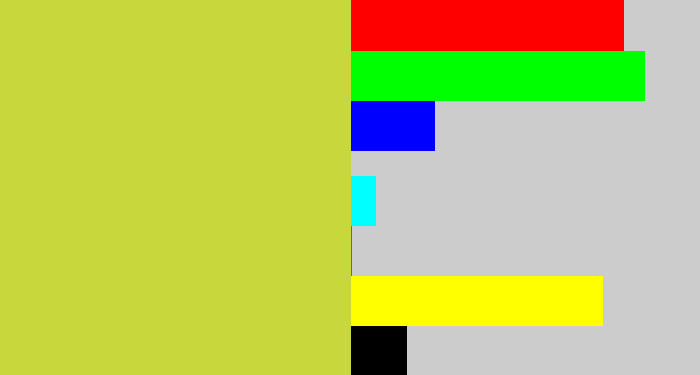 Hex color #c7d73c - sickly yellow