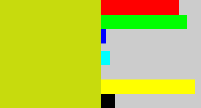 Hex color #c7db0d - green/yellow