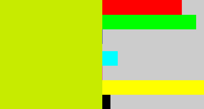 Hex color #c7eb00 - greeny yellow