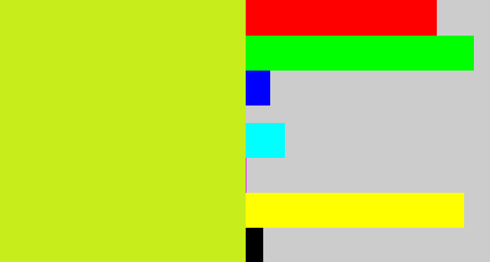 Hex color #c7ed1a - yellowy green