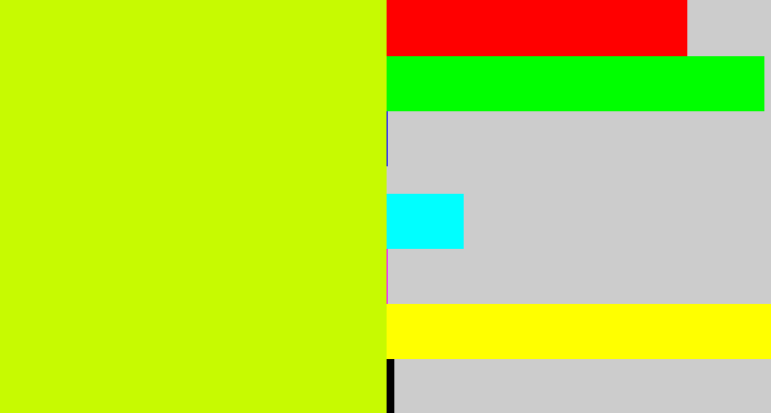 Hex color #c7fa01 - greenish yellow
