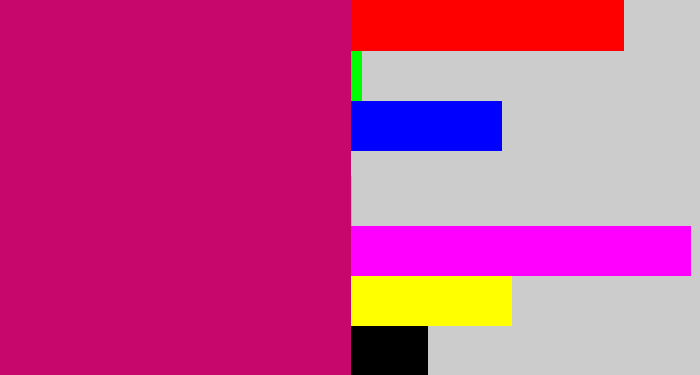 Hex color #c8076d - deep pink