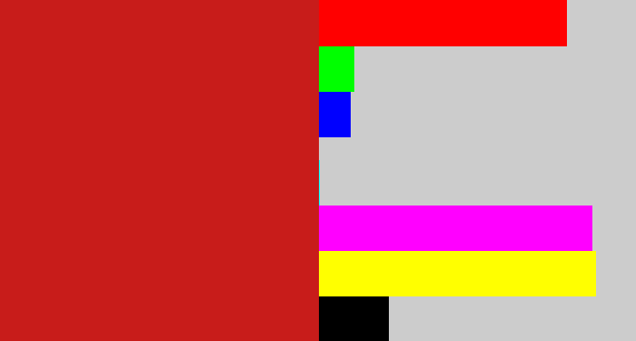 Hex color #c81c1a - scarlet