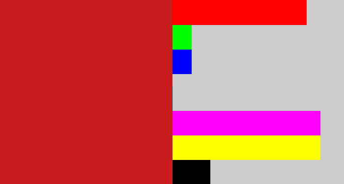 Hex color #c81d1c - scarlet