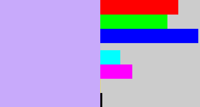 Hex color #c8aafb - pale violet