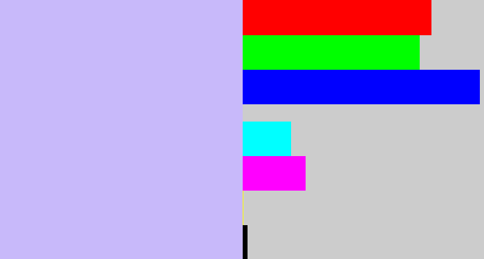 Hex color #c8b9fa - pale violet