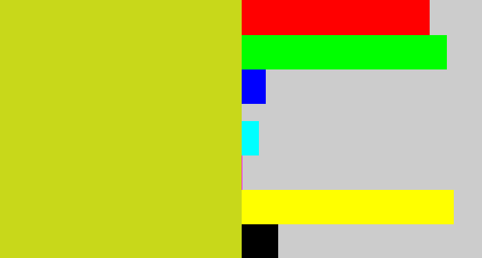 Hex color #c8d81a - sickly yellow