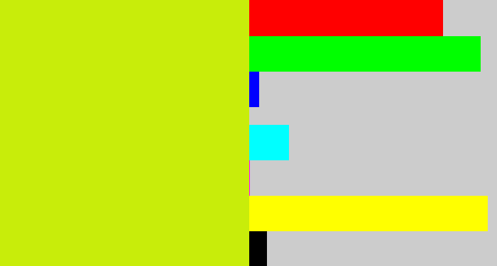 Hex color #c8ed0a - greeny yellow