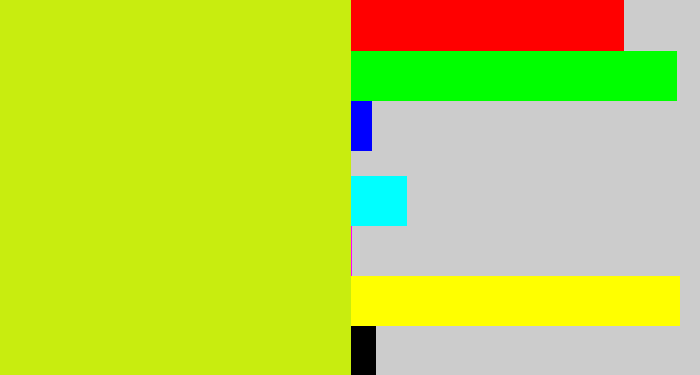 Hex color #c8ed0f - greeny yellow