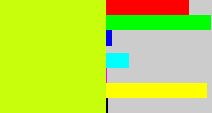 Hex color #c8fd0c - greeny yellow