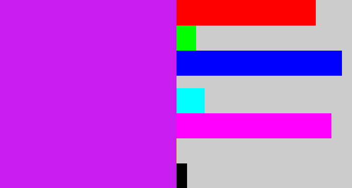 Hex color #c91cf0 - neon purple