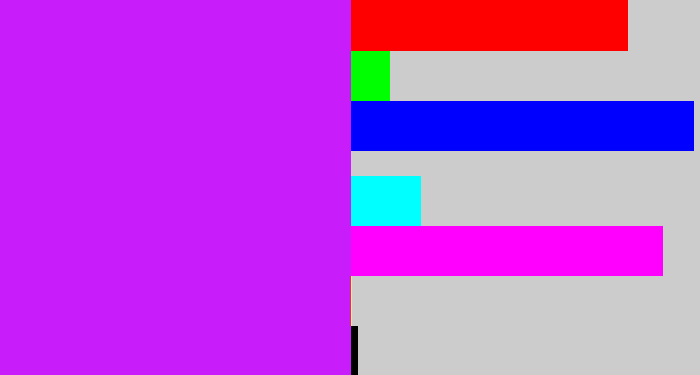 Hex color #c91cfb - neon purple
