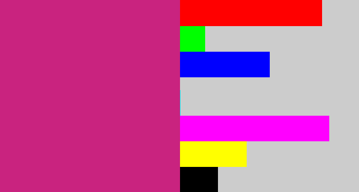 Hex color #c9237f - dark pink