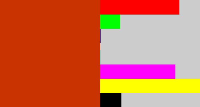 Hex color #c93201 - brick orange