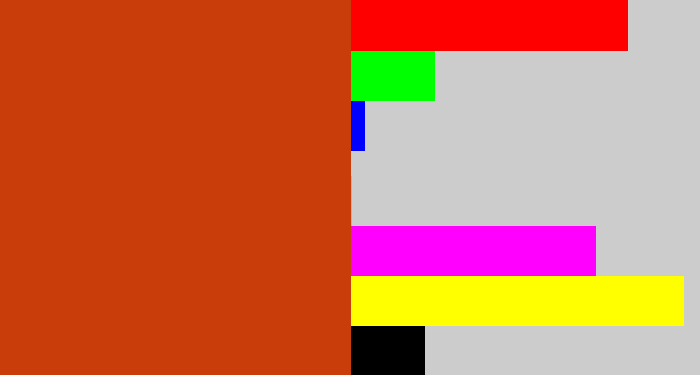 Hex color #c93d0a - brick orange