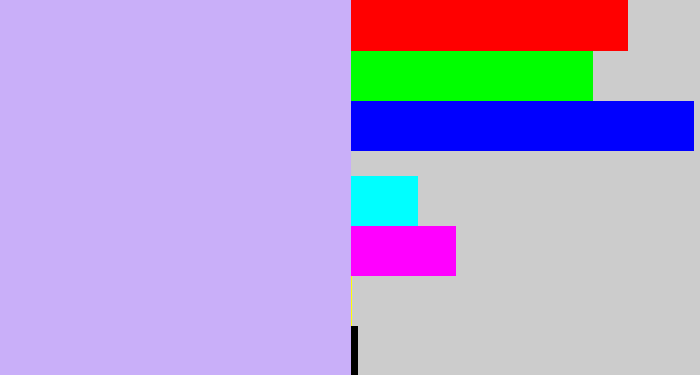Hex color #c9aff9 - pale violet