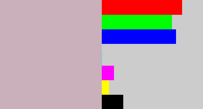 Hex color #c9b0bb - pinkish grey