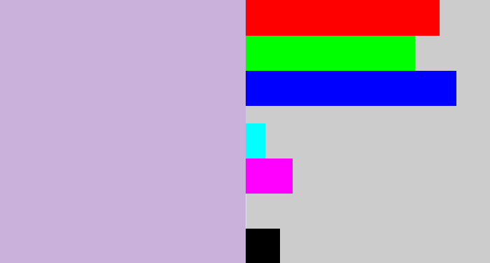 Hex color #c9b1db - lavender