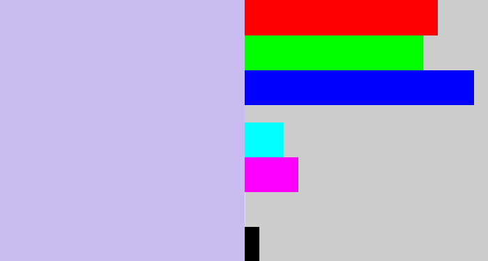Hex color #c9bbf0 - pale violet