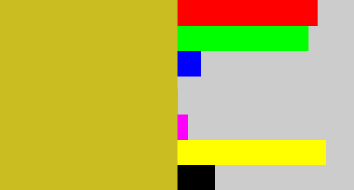 Hex color #c9bd21 - puke yellow