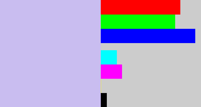 Hex color #c9bdf0 - light periwinkle
