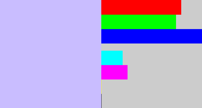 Hex color #c9bdff - light periwinkle