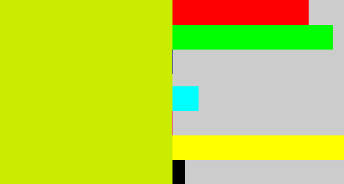 Hex color #c9ec00 - greeny yellow