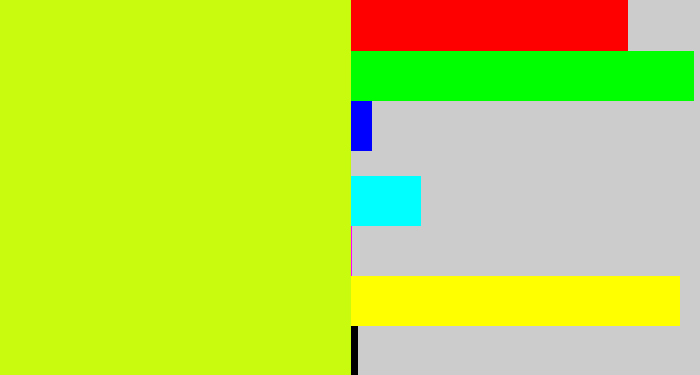 Hex color #c9fb0f - greeny yellow