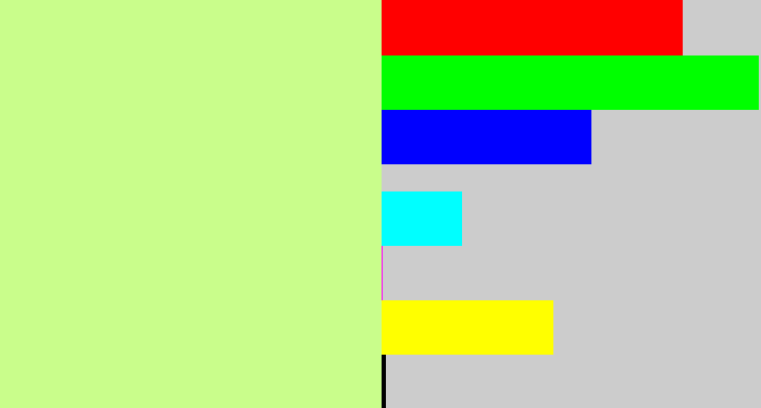 Hex color #c9fd8b - light yellowish green
