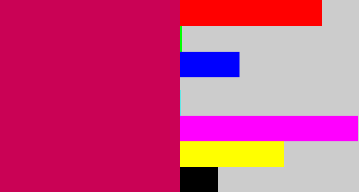 Hex color #ca0255 - deep pink