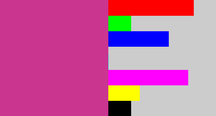 Hex color #ca3590 - darkish pink