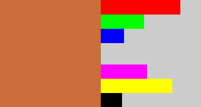 Hex color #ca6e3a - terra cotta