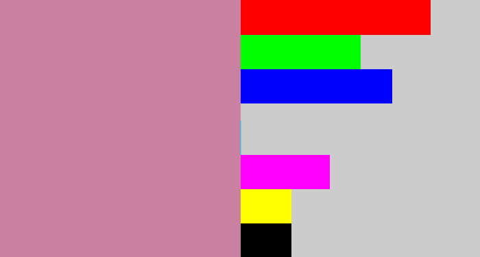 Hex color #ca80a0 - dull pink