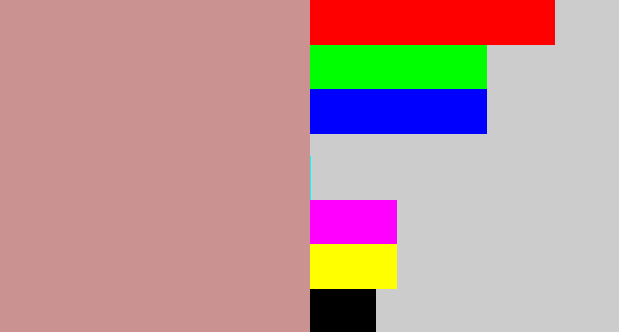 Hex color #ca9291 - greyish pink