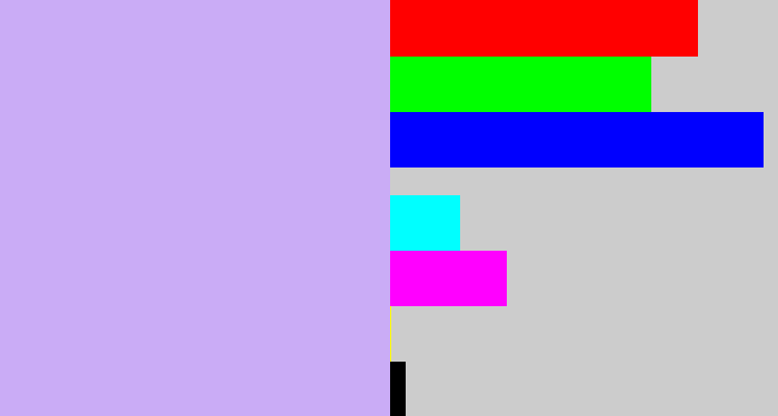 Hex color #caacf6 - pale violet