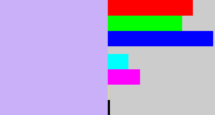 Hex color #caaff9 - pale violet