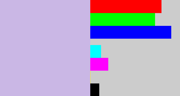 Hex color #cab7e5 - pale violet