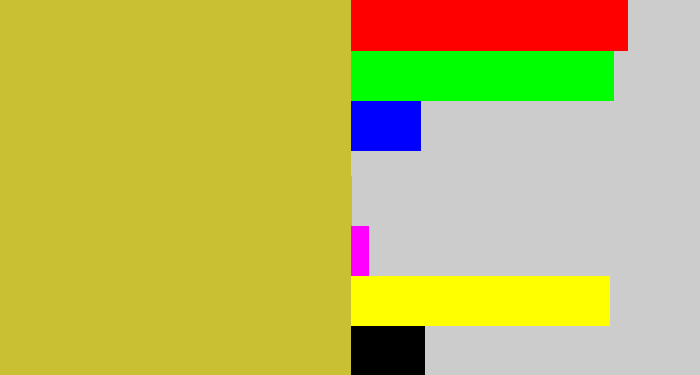 Hex color #cac034 - sickly yellow