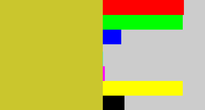 Hex color #cac62d - sickly yellow