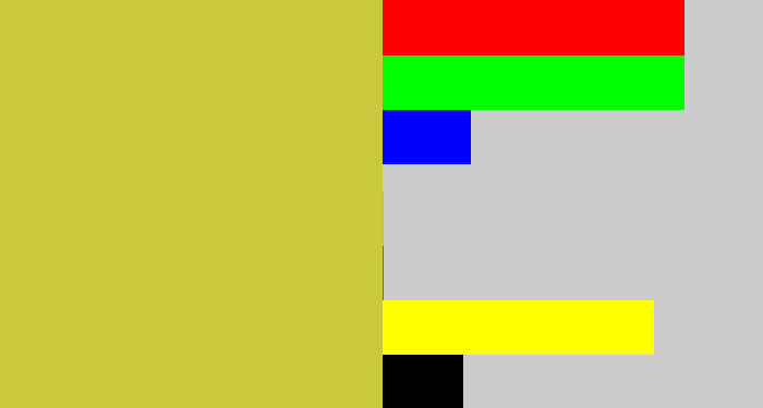 Hex color #cac93b - sickly yellow