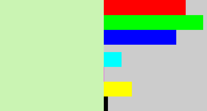 Hex color #caf4b3 - pale green