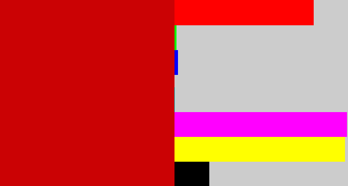 Hex color #cb0204 - scarlet