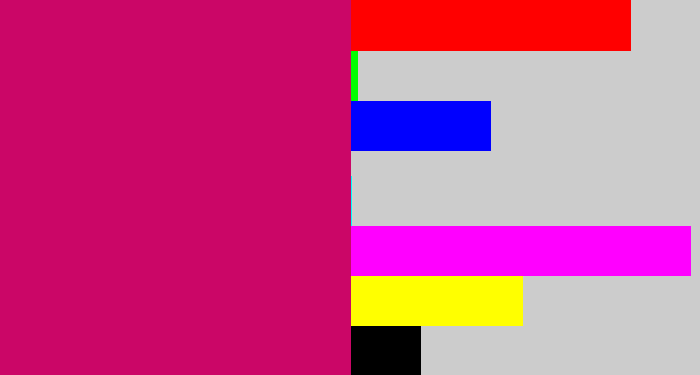 Hex color #cb0667 - deep pink