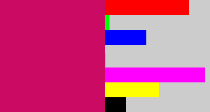 Hex color #cb0a64 - deep pink