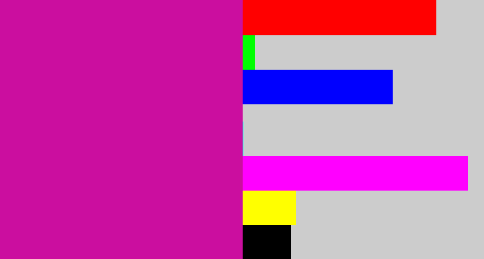 Hex color #cb0e9f - magenta