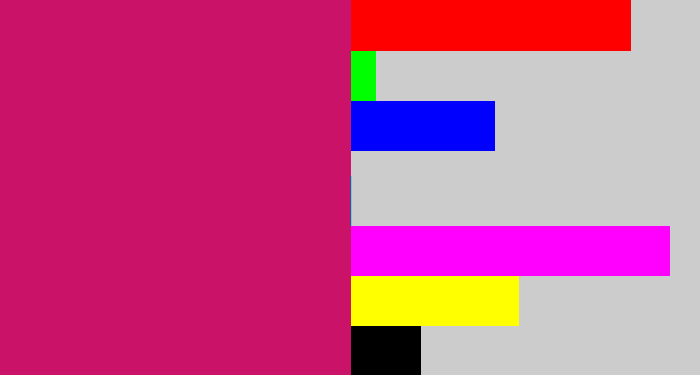 Hex color #cb1269 - deep pink