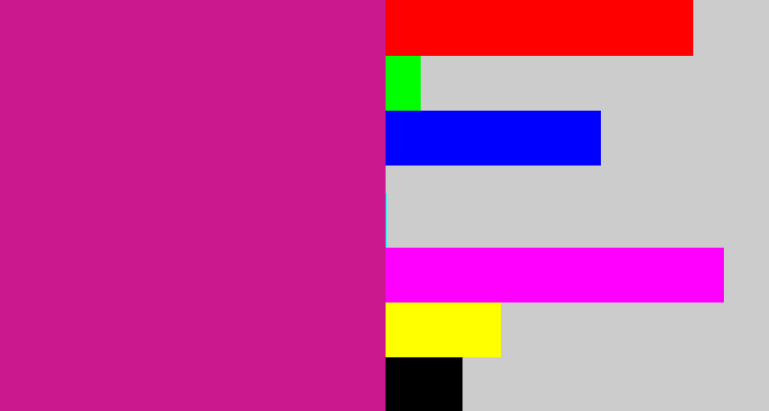 Hex color #cb188f - magenta
