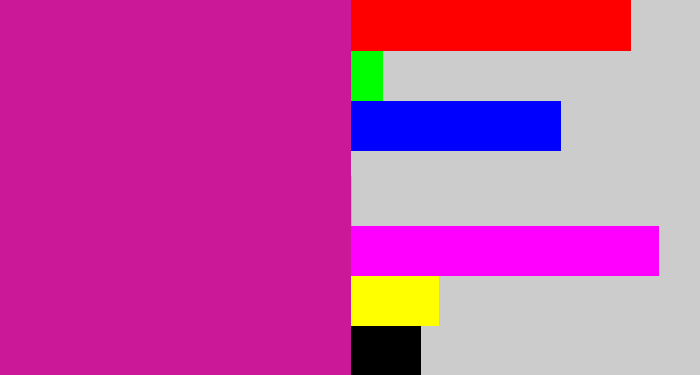 Hex color #cb1898 - magenta