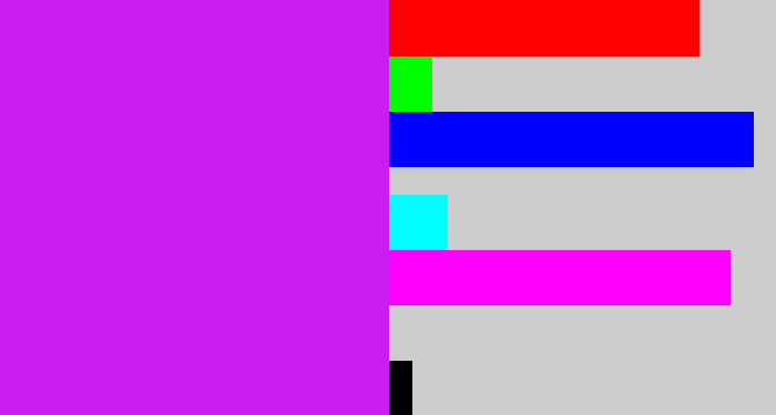 Hex color #cb1df0 - neon purple