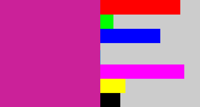 Hex color #cb2199 - purpley pink